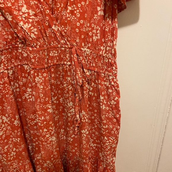 A NEW DAY Orange and Cream Tropical Floral Short Sleeve Sheer Maxi Dress XXL - Picture 9 of 10